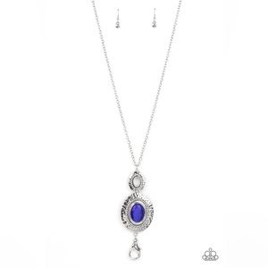 Fairytale Finesse - Blue Cat's Eye- Lanyard - Necklace & Earrings
